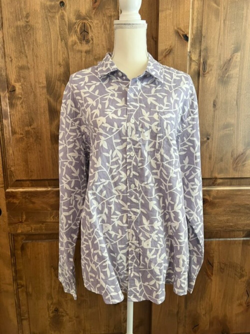 NWOT Women's Long Sleeve Lavender/White Button-Down Shirt